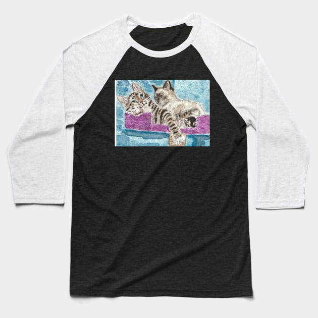 Best Buddies cat friends art Baseball T-Shirt by SamsArtworks